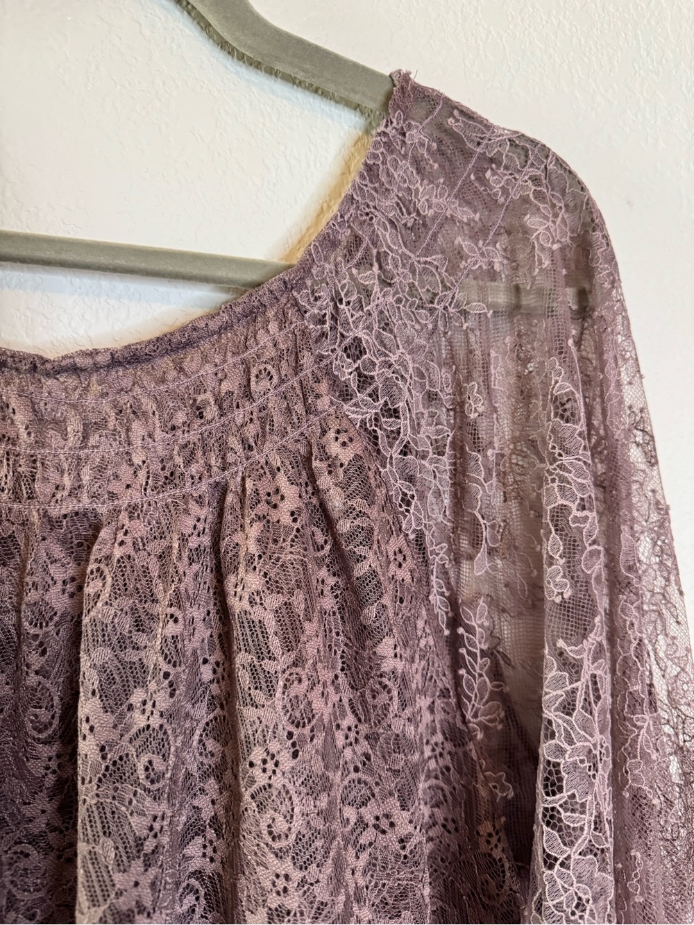Free People Goldie Knit Top - Plum Dust Size Medium Lace Boho - Picture 7 of 12